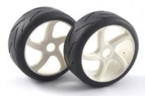 FASTRAX 1/8th Buggy On Road Tyres - 5 Spoke White Wheels FASTRAX 1/8th Buggy On Road Tyres - 5 Spoke White Wheels