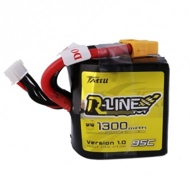 Tattu R-Line 1300mAh 14.8V 95C 4S1P Square lipo battery pack