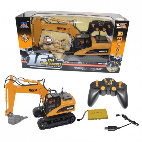 HUINA Tracked Excavator with Breaker, Alloy 1:14 16CH 2.4GHz RTR - Πατήστε στην εικόνα για να κλείσει