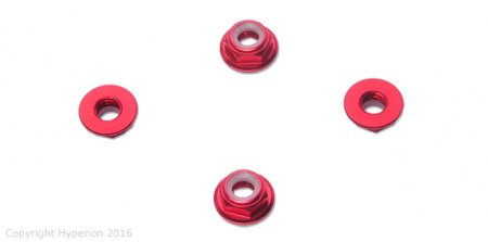 Hyperion 4mm Flange Lock Nut Set, Red (Low Profile)