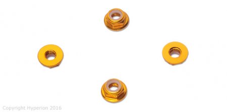 Hyperion 5mm Flange Lock Nut Set, Yellow (Low Profile)