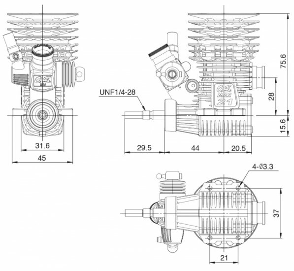 O.S. SPEED R2104 On-Road /T-2080SC Combo - Click Image to Close