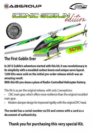 SAB Goblin 700 Iconic Edition - Πατήστε στην εικόνα για να κλείσει