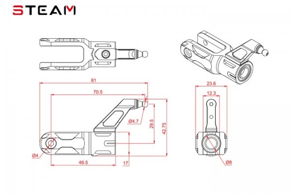 (image for) STEAM (MK55010) 550 main rotor blade holder / 7075