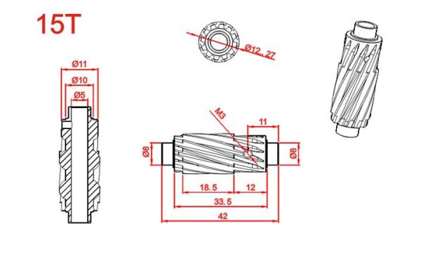 (image for) STEAM (MK5508) 15T550 motor helical gear