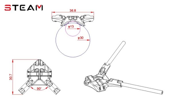 (image for) STEAM (MK6012A) Helicopter Antenna Set / black