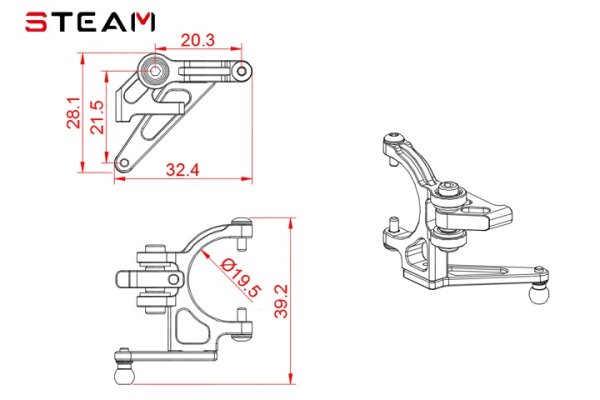 (image for) STEAM (MK6015A) 550/600 metal double push L arm