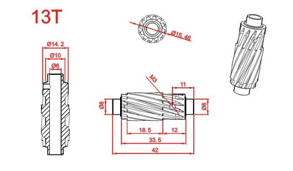 (image for) STEAM (MK6019) 13T600 motor helical gear