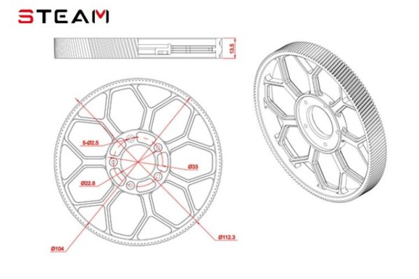 (image for) STEAM (MK6023) 600 106T/M1 main gear / black