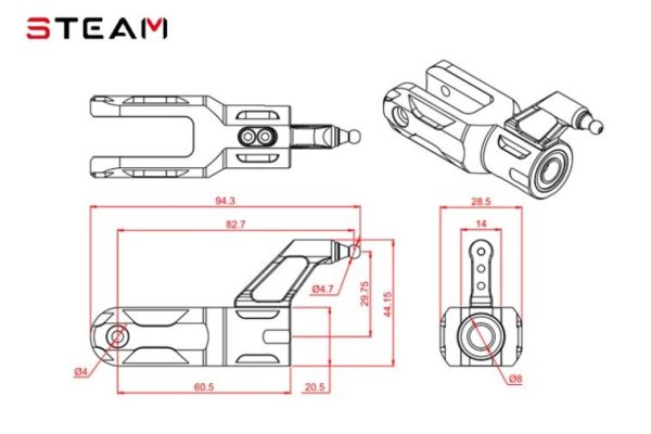 (image for) STEAM (MK6032) 600 main rotor blade holder / 7075