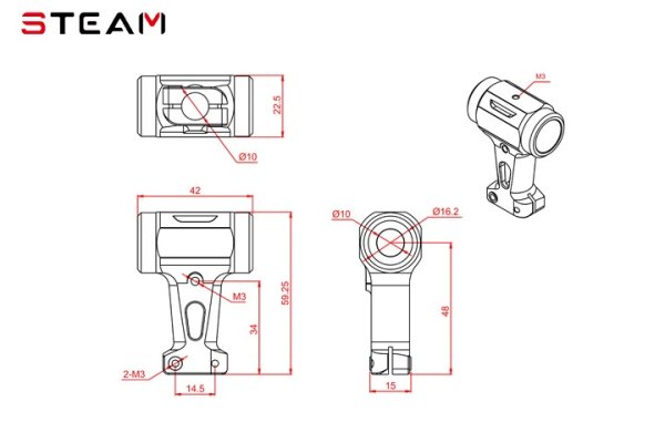 (image for) STEAM (MK6033) 550/600 metal main rotor mount
