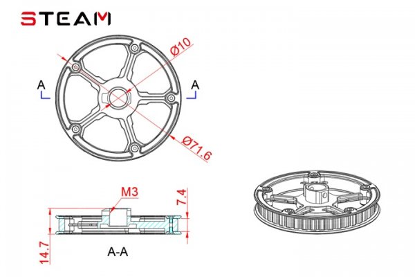 STEAM (MK6044) 550/600 tail drive main gear