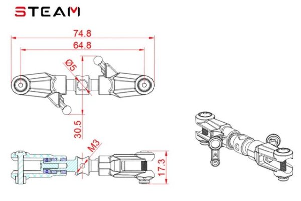 (image for) STEAM (MK6055C) 550/600 tail rotor clamp set / green