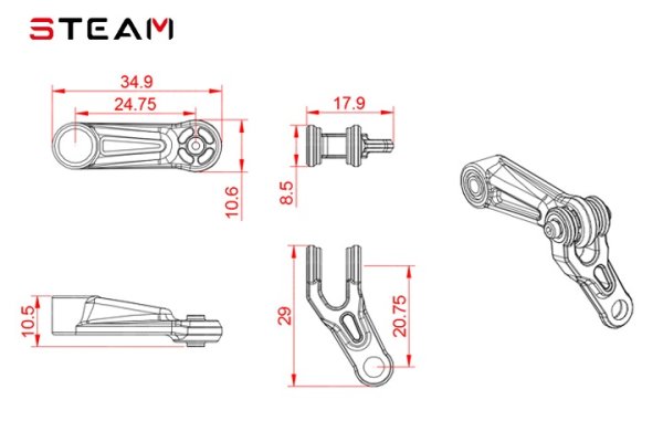 (image for) STEAM (MK6056A) 550/600 control arm / connecting rod / black