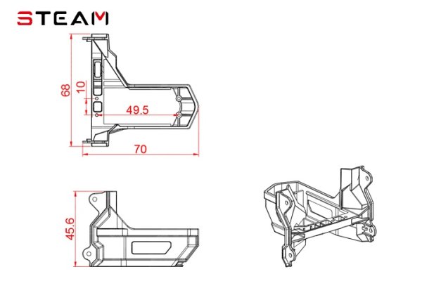 (image for) STEAM (MK6065A) 550/600 lock tail servo base / black