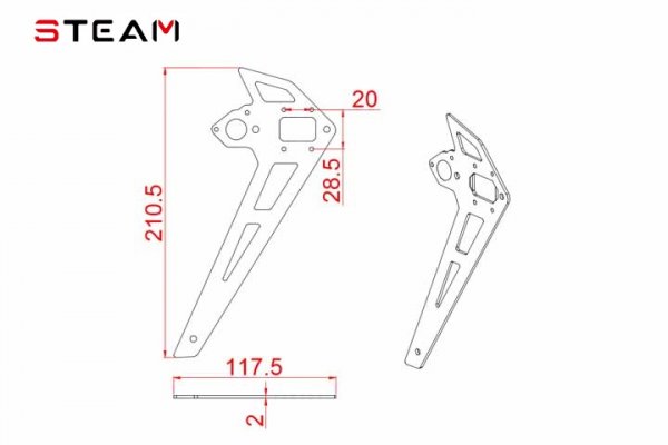 (image for) STEAM (MK6069B) 550/600 carbon fiber vertical 2.0MM/red
