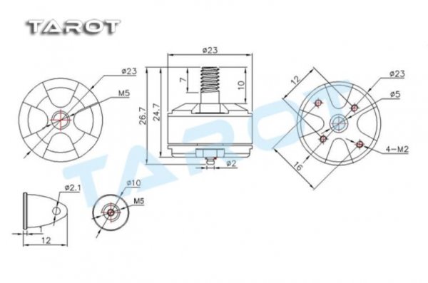 (image for) TAROT (TL300H2) MT1860 self-tightening black cap motor