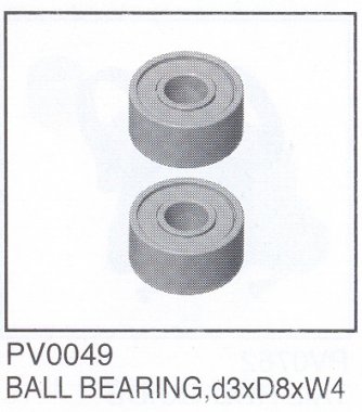 (PV0049) Ball Bearing d3xD8xW4