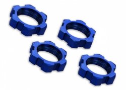 Traxxas Wheel nuts splined, 17mm Alu. Blue (4)