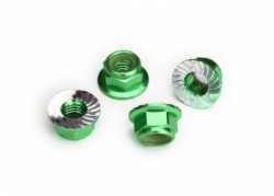 TRAXXAS Lock Nut Flanged M5 Alu Green (4)