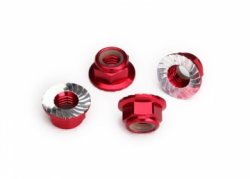 TRAXXAS Lock Nut Flanged M5 Alu Red (4)