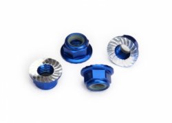 TRAXXAS Lock Nut Flanged M5 Alu Blue (4)