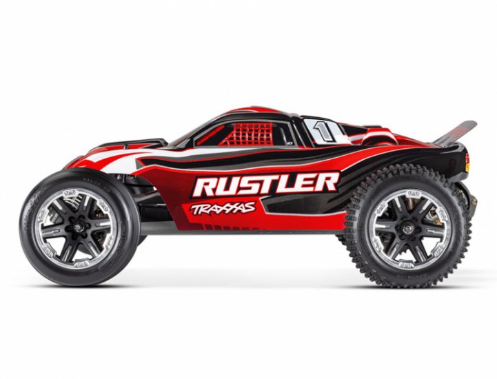 TRAXXAS Rustler 2WD 1/10 RTR TQ Red USB - With Battery/Charger - Πατήστε στην εικόνα για να κλείσει
