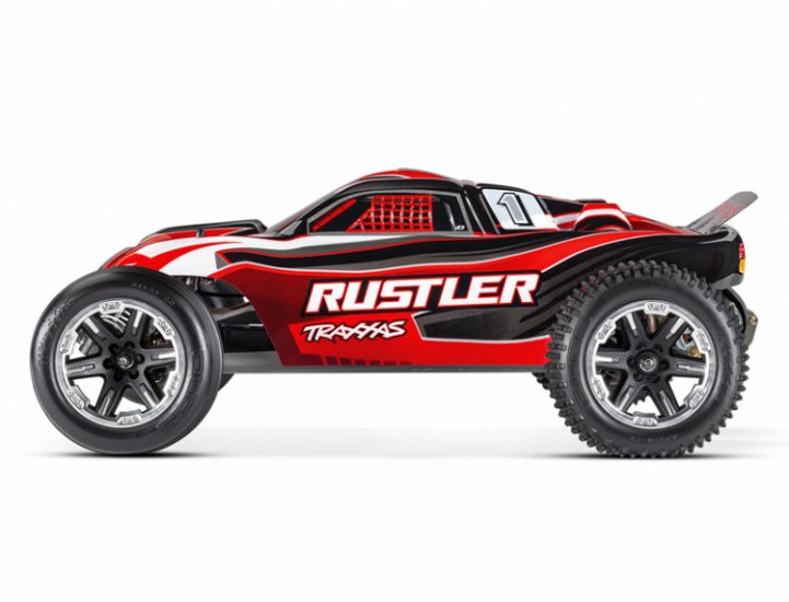 TRAXXAS Rustler 2WD 1/10 RTR TQ Red USB - With Battery/Charger - Click Image to Close