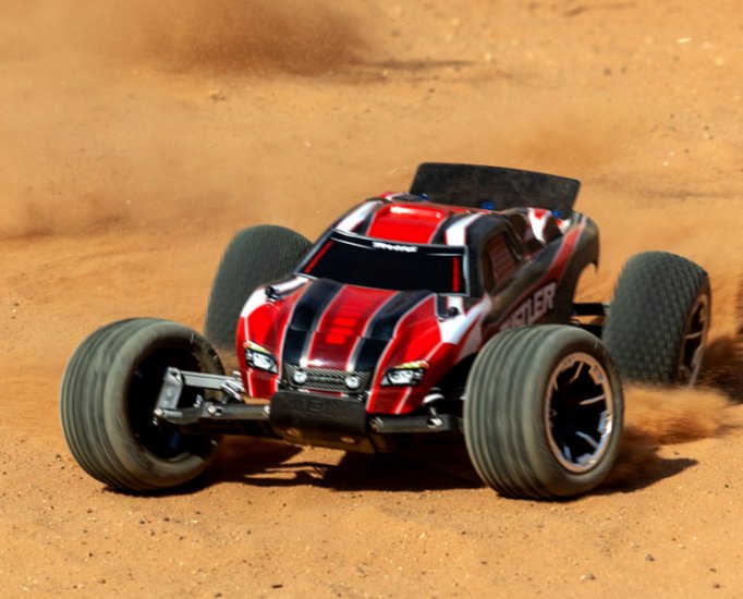 TRAXXAS Rustler 2WD 1/10 RTR TQ Red USB - With Battery/Charger - Click Image to Close