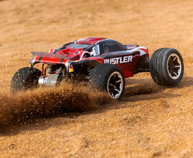 TRAXXAS Rustler 2WD 1/10 RTR TQ Red USB - With Battery/Charger - Πατήστε στην εικόνα για να κλείσει
