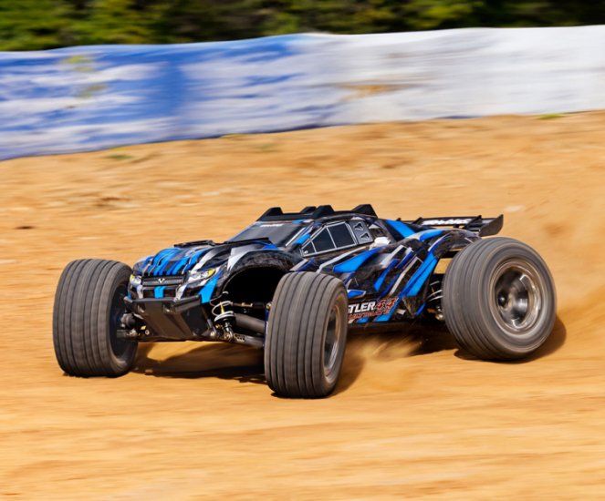 TRAXXAS Rustler 4x4 Ultimate VXL 1/10 RTR TQ Blue - Click Image to Close