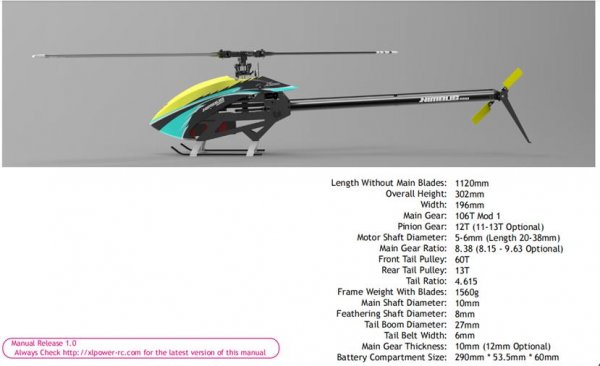 XLPOWER 550 Nimbus kit（STD servo version）No blades