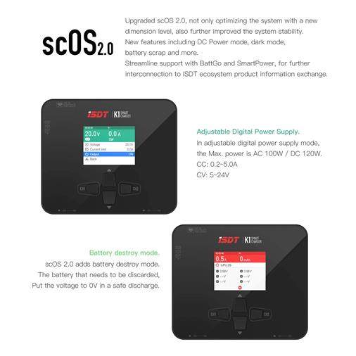 ISDT K1 Lipo Battery Balance Charger,1-6S AC 100W DC 2 x 250W - Πατήστε στην εικόνα για να κλείσει