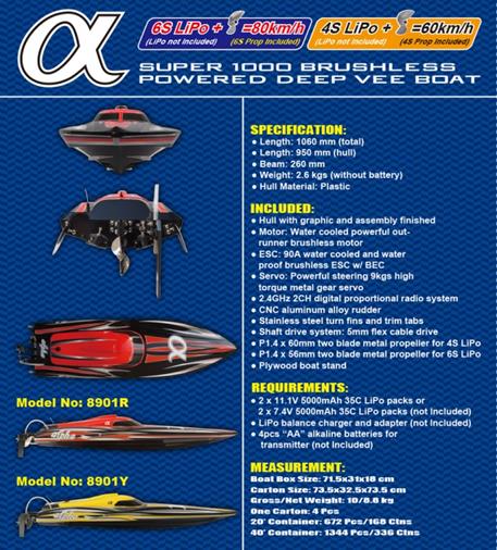 Joysway Alpha 1000mm Brushless V-Boat ARTR Yellow - Πατήστε στην εικόνα για να κλείσει