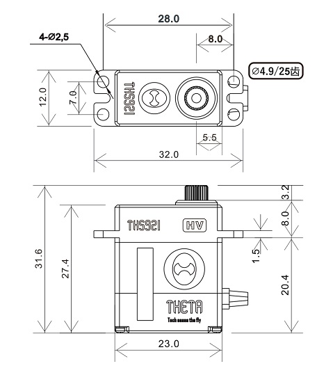 THETA THS921 High voltage, High-Torque, Micro brushless servo - Πατήστε στην εικόνα για να κλείσει