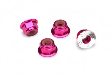 (image for) TRAXXAS (421747P) Lock Nut Flanged M4 Alu Pink (4)