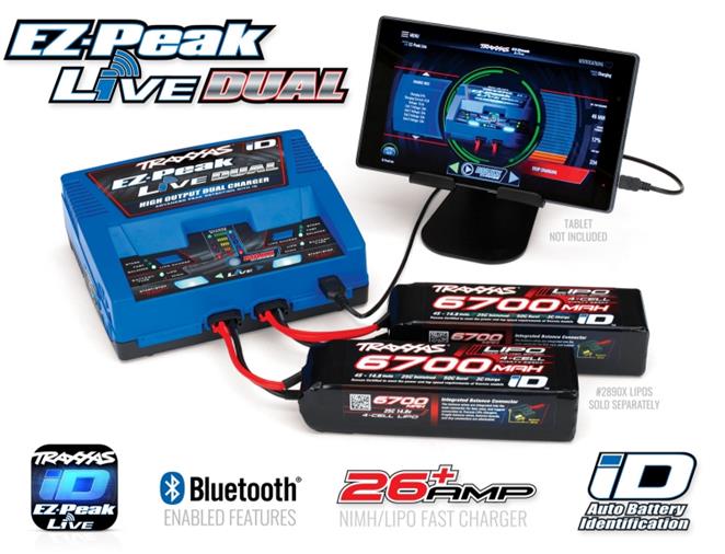 TRAXXAS EZ­Peak Live Dual 26A NiMH/LiPo Charger Auto iD - Click Image to Close