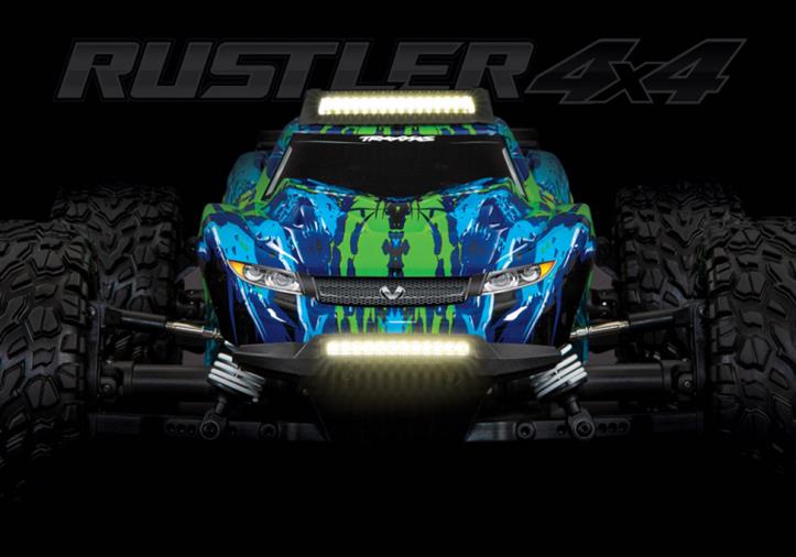 TRAXXAS LED Light Front & Roof Skid Set Complete Rustler 4x4 - Click Image to Close