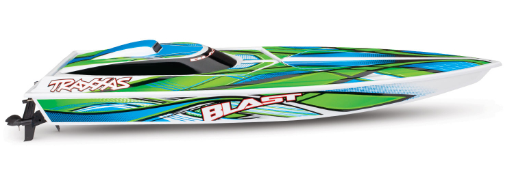 TRAXXAS Blast EP Boat RTR TQ Green with Battery & USB-C Charger - Click Image to Close