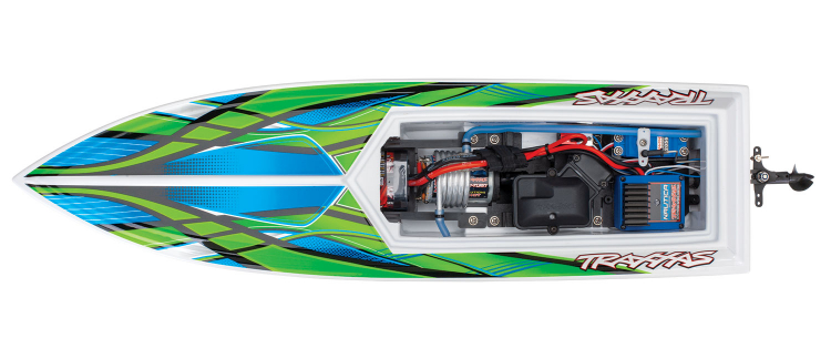 TRAXXAS Blast EP Boat RTR TQ Green with Battery & USB-C Charger - Πατήστε στην εικόνα για να κλείσει