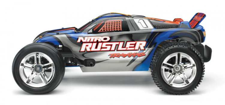 TRAXXAS Nitro Rustler TRX2.5 RTR TQi TSM Blue - Click Image to Close