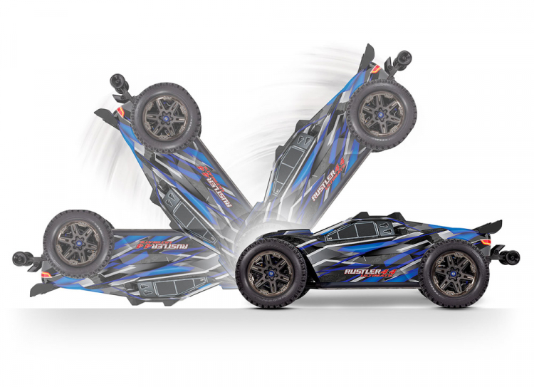 TRAXXAS Rustler 4x4 Ultimate VXL 1/10 RTR TQ Blue - Click Image to Close