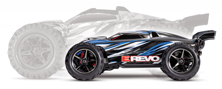 TRAXXAS E-Revo 1/16 4WD RTR TQ Blue USB-C With Batt/Charger - Click Image to Close