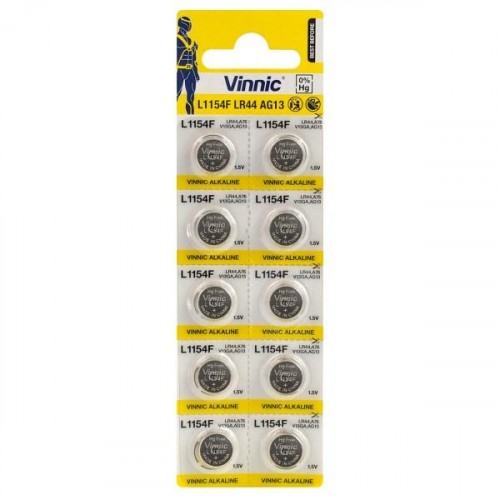 VINNIC battery small 1.5V alcaline LR44 L1154 BL 357 - Click Image to Close