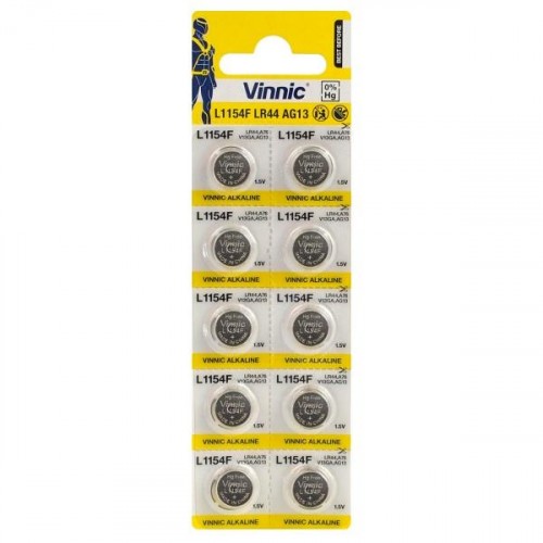 VINNIC ΜΠΑΤΑΡΙΑ ΜΙΚΡΗ 1.5V ΑΛΚΑΛΙΚΗ LR44 L1154 BL 357 - Πατήστε στην εικόνα για να κλείσει