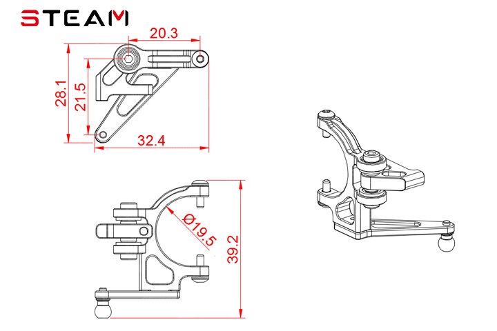 (MK6015A) Tarot 550/600 metal double push L arm - Click Image to Close