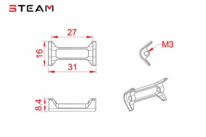 (MK6070) Tarot 600 metal tail pipe clamp / 25MM - Πατήστε στην εικόνα για να κλείσει